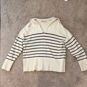 Zara Striped Cream and Black Sweater